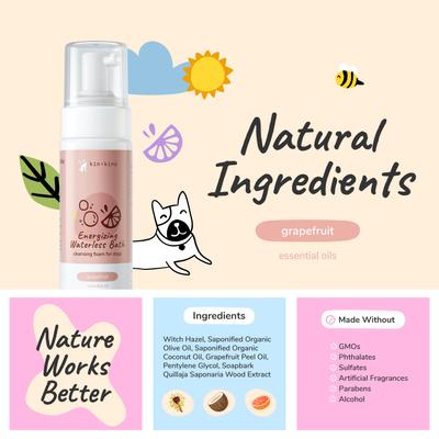 Show full view: kin+kind Energizing Waterless Bath Grapefruit for Dogs, 8-fl oz bottle slide 4 of 7