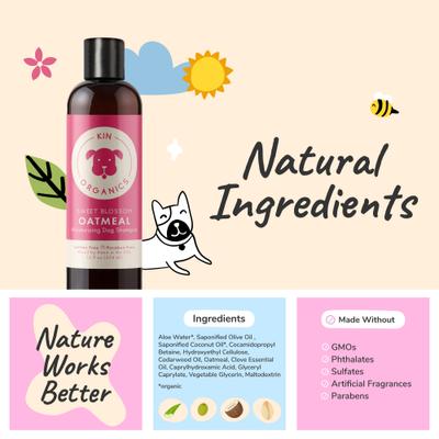 Show full view: kin+kind Kin Organics Sweet Blossom Oatmeal Dog Shampoo, 12-fl oz bottle slide 4 of 8