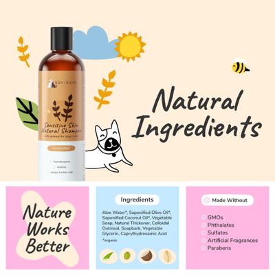 Show full view: kin+kind Natural Oatmeal Dog & Cat Shampoo, 12-fl oz bottle slide 5 of 7