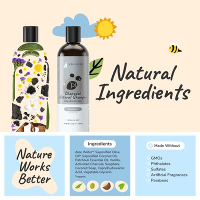 Show full view: kin+kind Charcoal Natural Dog Shampoo, 12-fl oz bottle slide 6 of 9