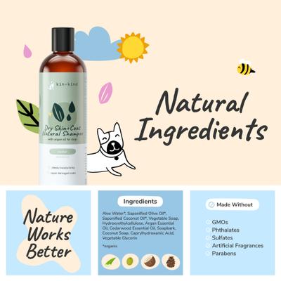 Show full view: kin+kind Argan Repair Dry Skin Dog Shampoo, 12-fl oz bottle slide 5 of 7