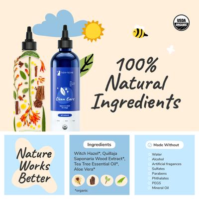 Show full view: kin+kind Clean Ears Dog Ear Cleanser, 12-fl oz bottle slide 4 of 7