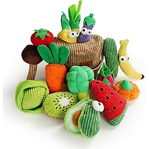 Nocciola Grocery Bag Variety Pack Crinkle Squeaky Interactive Plush Dog Toy, 15 count