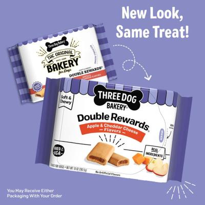Show full view: Three Dog Bakery Double Rewards Apple Chicken-Free Soft & Chewy Dog Treats, 10-oz box slide 4 of 8