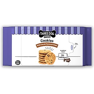 Three Dog Bakery Cookies with Carob Flavored Chips Dog Treats, 13-oz box