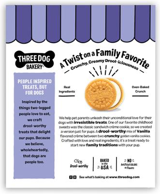 Show full view: Three Dog Bakery Lick'n Crunch Golden & Vanilla Sandwich Cookies Dog Treats, 13-oz box slide 3 of 8