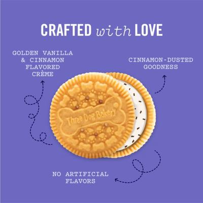Show full view: Three Dog Bakery Churro Lick'n Crunch Vanilla & Cinnamon Sandwich Cookies Dog Treats, 13-oz box slide 5 of 9