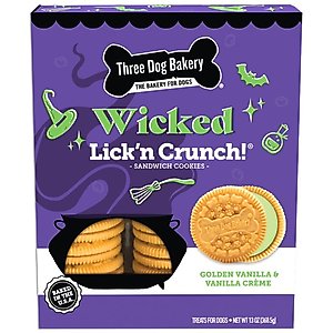 Three Dog Bakery Wicked Lick'n Crunch Cookie Dog Treats, 13-oz box