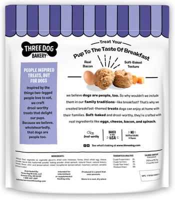 Show full view: Three Dog Bakery Quiche Bites with Real Eggs, Cheese, Bacon & Spinach Dog Treats, 25-oz bag slide 3 of 8