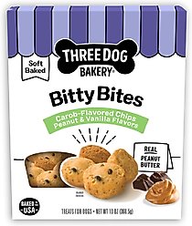 Three Dog Bakery Bitty Bites Carob & Peanut Butter Dog Treats, 13-oz box