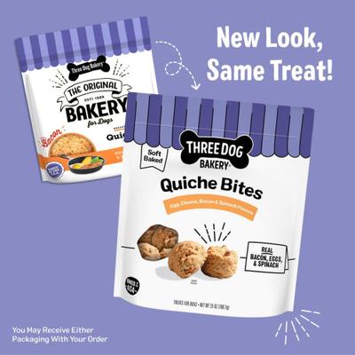 Show full view: Three Dog Bakery Quiche Bites with Real Eggs, Cheese, Bacon & Spinach Dog Treats, 25-oz bag slide 4 of 8