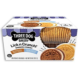 Three Dog Bakery Lick'n Crunch Vanilla & Peanut Butter Cookie Dog Treats, 26-oz box, 2 pack