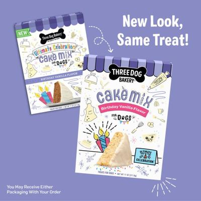 Show full view: Three Dog Bakery Ultimate Celebration Birthday Vanilla Cake Mix Dog Treat, 11-oz box slide 4 of 9