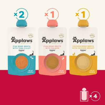 Show full view: Applaws Holiday Selection Bone Grain-Free Tuna Bits in Broth Wet Cat food, 3-oz pouch, case of 4 slide 3 of 6