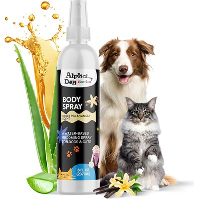 Alpha Dog Series Alpha Dog Series Aloe, Odor Eliminator Sweet Pea & Vanilla Dog & Cat Grooming Deodorizer Spray, 8-fl oz bottle