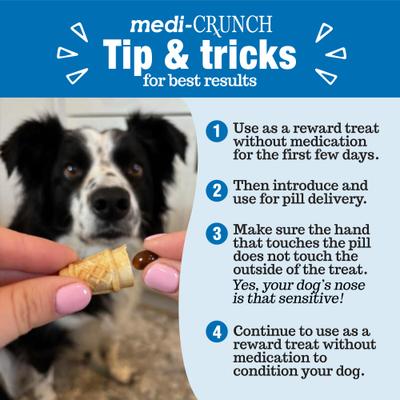 Show full view: MEDI CRUNCH Human-Grade Peanut Butter Crunchy Ice Cream Cone Pill Pouches Dog Treats, 30 count, case of 2 slide 6 of 10