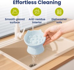 PawsPik Lynx Ceramic Raised Slow Dog & Cat Food Bowl, Sky Blue slide 2 of 9