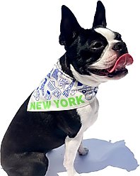 Maptote New York City Dog Bandana, Blue/Green, Small