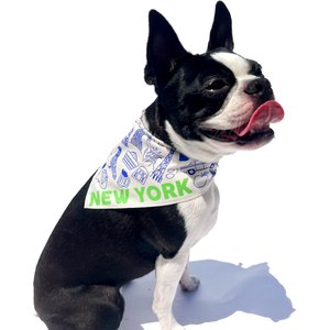 Maptote New York City Dog Bandana, Blue/Green, Small