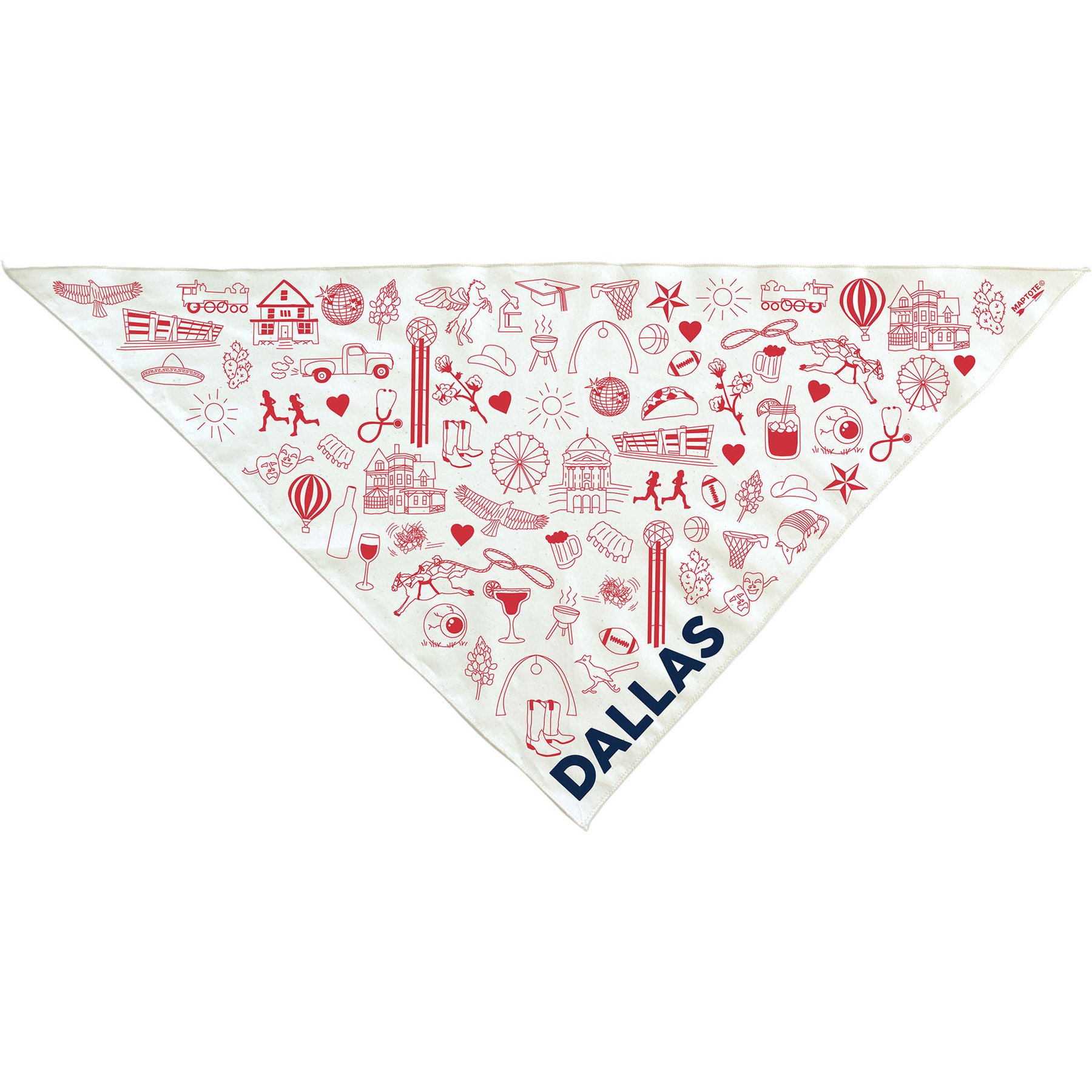 Maptote Dallas Dog Bandana, Red/Navy, Large