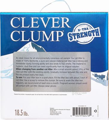Show full view: Scoochie Pet Clever Clump X-Tra Strength Unscented Natural Bentonite Cat Litter, 18.5-lb box slide 3 of 7