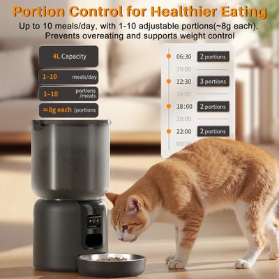 Show full view: VIVIPAL Camera Wi-Fi Automatic Dog & Cat Feeder, Black, 4-L slide 5 of 11