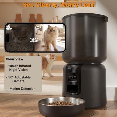 Show full view: VIVIPAL Camera Wi-Fi Automatic Dog & Cat Feeder, Black, 4-L slide 6 of 11