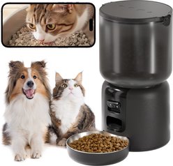 VIVIPAL Camera Wi-Fi Automatic Dog & Cat Feeder, Black, 4-L