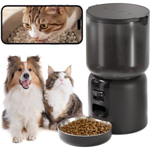 VIVIPAL Camera Wi-Fi Automatic Dog & Cat Feeder, Black, 4-L