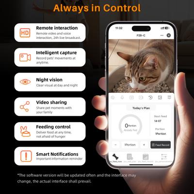 Show full view: VIVIPAL Camera Wi-Fi Automatic Dog & Cat Feeder, Black, 4-L slide 4 of 11