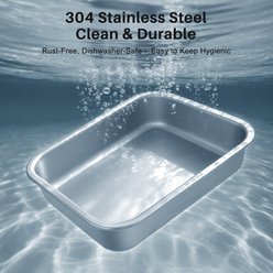 VIVIPAL 2-Meal Dry & Wet Stainless Steel Automatic Dog & Cat Feeder, White, 700-mL slide 2 of 8