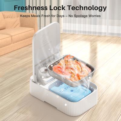 Show full view: VIVIPAL 2-Meal Dry & Wet Stainless Steel Automatic Dog & Cat Feeder, White, 700-mL slide 2 of 9