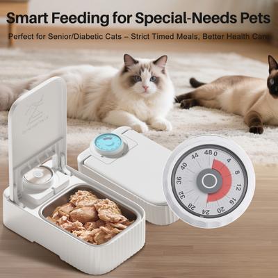 Show full view: VIVIPAL 2-Meal Dry & Wet Stainless Steel Automatic Dog & Cat Feeder, White, 700-mL slide 4 of 9