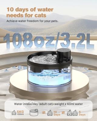Show full view: VIVIPAL Wireless Cat Water Fountain, 108-oz, Black slide 7 of 11