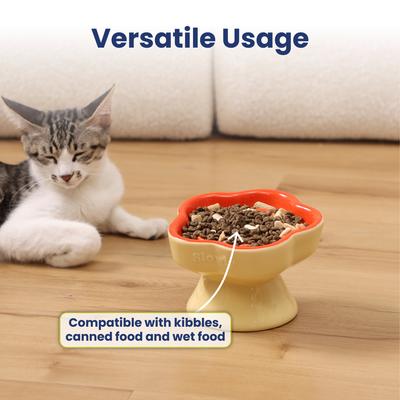 Show full view: PawsPik Raised Ceramic Slow Feeder Dog & Cat Food Bowl, Sunset Orange slide 7 of 12