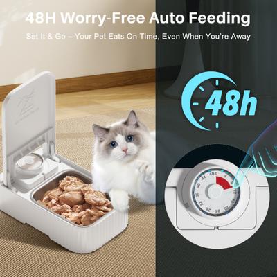 Show full view: VIVIPAL 2-Meal Dry & Wet Stainless Steel Automatic Dog & Cat Feeder, White, 700-mL slide 3 of 9