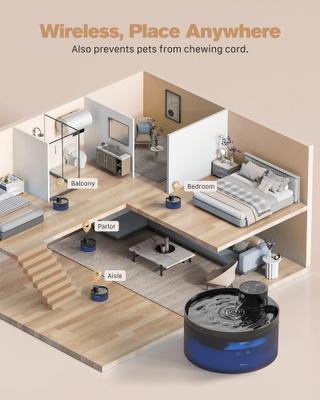 Show full view: VIVIPAL Wireless Cat Water Fountain, 108-oz, Black slide 6 of 11