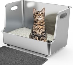 Ptlom Stainless Steel High Sided Cat Litter Box, X-Large: 22.5 x 14.5 x 14.5-in
