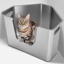 Ptlom Stainless Steel High Sided Corner Cat Litter Box, X-Large: 22 x 16.5 x 14.5-in
