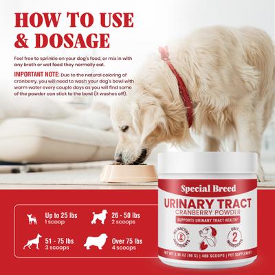Show full view: Special Breed Cranberry Flavored Powder Urinary Tract Health Supplement for Dogs, 3.38-oz jar, 480 scoops slide 7 of 8