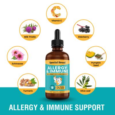 Show full view: Special Breed Liquid Allergy Relief & Immune Support Supplement for Dogs & Cats, 4-fl oz bottle slide 3 of 7