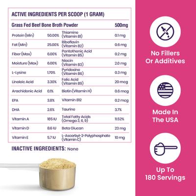 Show full view: Special Breed Grass-Fed Beef Bone Broth Daily Multivitamin Powder Supplement for Cats, 6.35-oz jar slide 8 of 9