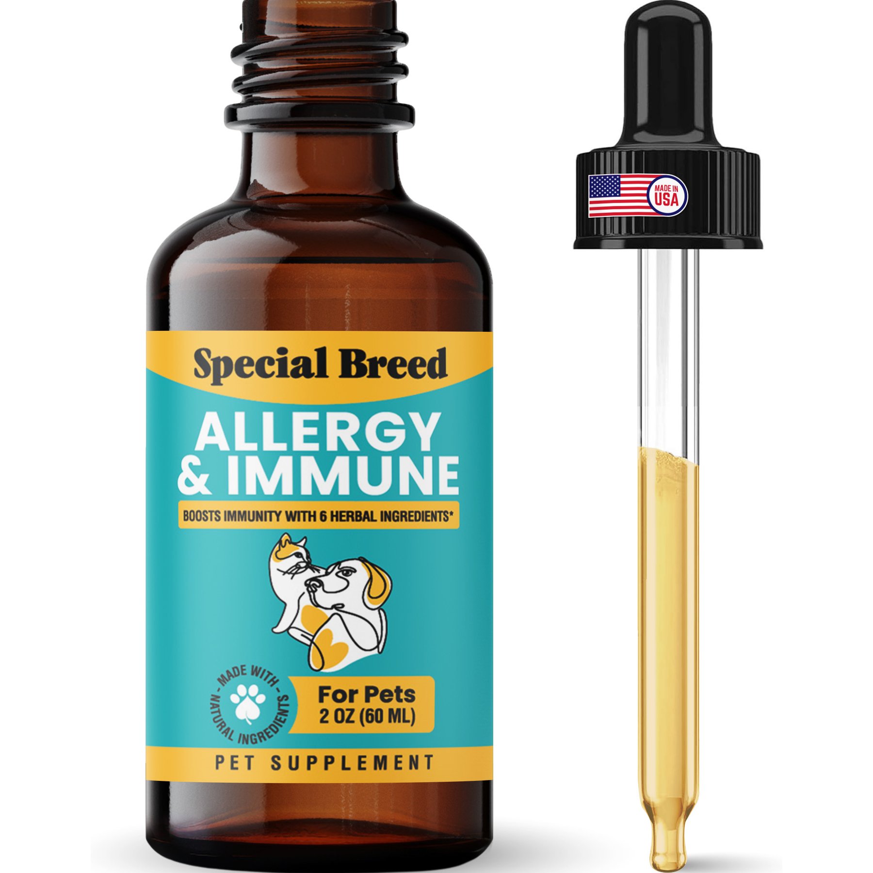 Special Breed Liquid Allergy Relief & Immune Support Supplement for Dogs & Cats, 2-fl oz bottle