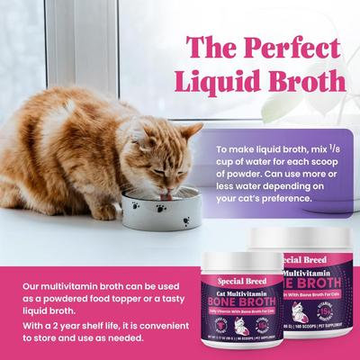 Show full view: Special Breed Grass-Fed Beef Bone Broth Daily Multivitamin Powder Supplement for Cats, 6.35-oz jar slide 3 of 9