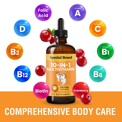 Show full view: Special Breed 10-in-1 Liquid Multivitamin Supplement for Dogs & Cats, 8-fl oz bottle slide 4 of 8