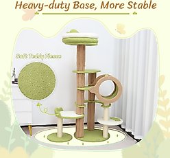 KAMABOKO 63-in Cute Cat Tree with Teddy Fleece, Green slide 2 of 6