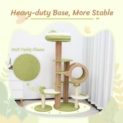 Show full view: KAMABOKO 63-in Cute Cat Tree with Teddy Fleece, Green slide 4 of 7