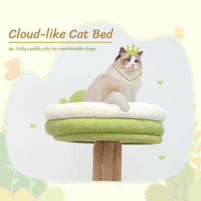 Show full view: KAMABOKO 63-in Cute Cat Tree with Teddy Fleece, Green slide 5 of 7