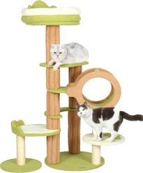 KAMABOKO 63-in Cute Cat Tree with Teddy Fleece, Green