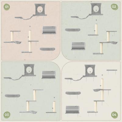 Show full view: KAMABOKO 7-in-1 Wall Mounted Climber Set Cat Tree, Beige slide 4 of 6